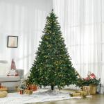 Árvore de Natal Artificial 210 cm com 700 LED Branco Quente, 2154 Pontas e Base Metálica Dobrável - Verde