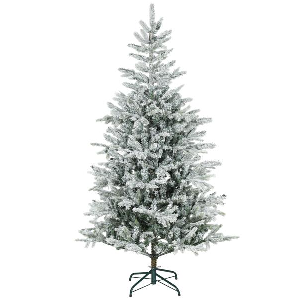 Árvore de Natal Artificial 180 cm Árvore de Natal Nevada com 1207 Ramos Base Dobrável e Fácil de Montar Verde