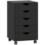 Bloco de Gavetas com Rodas Bloco de Gavetas para Escritório com 5 Gavetas 40x40x67 cm Preto