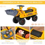 Trator sem Pedais para Crianças de 2 - 3 Anos com Pá Escavadora Espaço de Armazenamento Oculto Volante e Buzina 70x26x37cm Amarelo