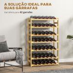 Garrafeira de Madeira para 42 Garrafas Garrafeira para Vinho de 7 Níveis 63x25x102 cm Madeira