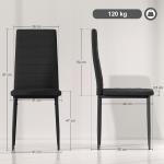 Conjunto de 6 Cadeiras de Sala de Jantar Estofadas em Linho com Pernas em Metal Cadeiras Modernas para Cozinha Quarto Suporta até 120 kg 41x50x97 cm Preto