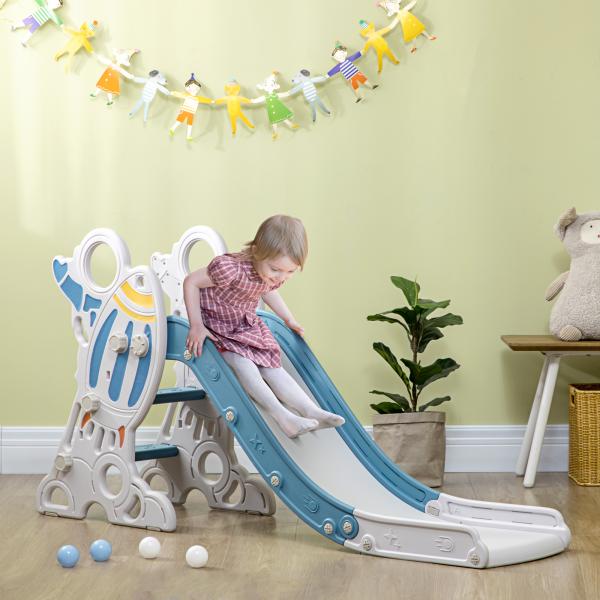 Escorregador para Crianças de 18 - 36 Meses com 3 Degraus Antiderrapantes 157x46,5x80 cm Azul