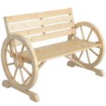 Banco de Jardim de Madeira com Apoios em Forma de Roda para 2 Pessoas 105,5x56x79 cm Madeira