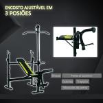 Banco de pesos reclinável multifuncional para treinamento e musculação 175x110x202 cm Preto