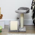 Arranhador para Gatos de 2 Níveis com Poste e Tapete de Arranhar Cama e Bola Suspensa 35,5x37x46 cm Cinza