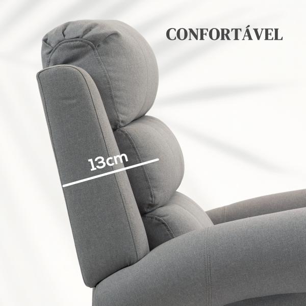 Poltrona Reclinável Elétrica Levanta Pessoas com Massagem Vibratória e Aquecimento 98x96x105 cm Cinza