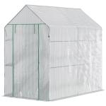 Estufa de Jardim Estufa Caseira com 4 Prateleiras Porta Enrolável Cobertura de PE 140g/m² e Estrutura de Aço para Cultivos de Plantas Flores 120x186x190cm Branco