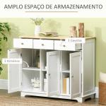 Aparador de Cozinha com 3 Gavetas 3 Portas e Prateleiras Ajustáveis Móvel Auxiliar de Armazenamento 101x40x85 cm Branco