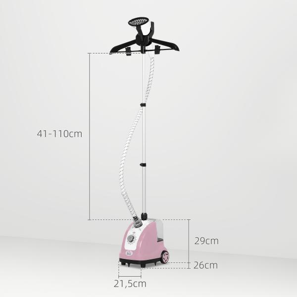 Ferro de Engomar a Vapor com Depósito de 1,4L e Temperatura Ajustável em 11 Níveis 26x21,5x146 cm Rosa