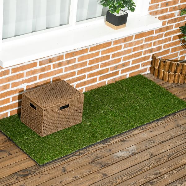 Relva Artificial de 10 Peças Estrado de Relva Sintética 30x30 cm Altura 20 mm Resistente aos Raios UV Verde Escuro