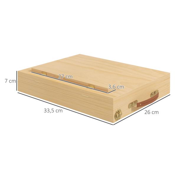 Cavalete de Mesa Ajustável Caixa Cavalete de Madeira de Faia com Gaveta de Armazenamento e Dobrável 33,5x26x26 cm Madeira