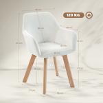 Conjunto de 2 Cadeiras de Jantar Modernas Estofadas em Veludo com Pernas de Madeira 54x57x80 cm Creme