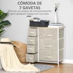 Cómoda com 7 Gavetas de Tecido Cómoda de Armazenamento Multifuncional para Dormitório Sala de Estar Corredor 63,5x30x71cm Cinza