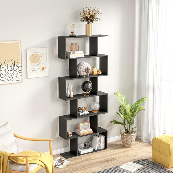 Estante Alto Livraría de 6 Estantes para Sala de Jantar Desenho Moderno 80x23x192cm Preto