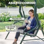 Baloiço de Jardim de 2 - 3 Lugares com Almofada Toldo Ajustável Terraço Patio Capacidade 240kg 170x110x153cm Verde e Branco