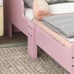 Cama para Crianças 70x140 cm com Barreira Antiqueda e Estrado Cama Infantil com Cabeceira em Forma de Nuvem Rosa