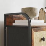Cómoda de Tecido Cómoda para Dormitório com 5 Gavetas com Frente em Vime e Prateleira 58x29x99 cm Marrom Rústico