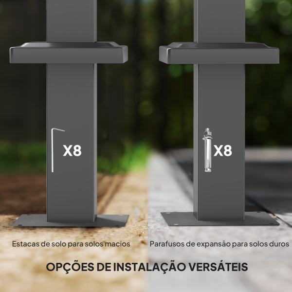 Pérgola com Telhado Retrátil Pérgola de 3x3 m com Fecho Magnético Proteção UV30+ Pérgola para Jardim Cinzento