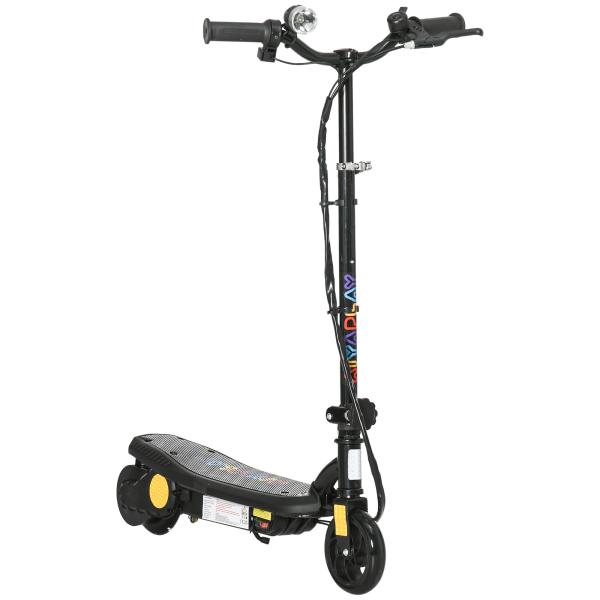Trotinete Elétrica Dobrável com Velocidade Máx. 12 km/h Motor 120 W Autonomia Máxima 10 km e Farol LED 75x48x93 - 105 cm Preto