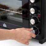 Mini Forno Elétrico de 32L 1600W com 3 Modos de Aquecimento Temperatura até 230 °C Temporizador Bandeja de Assar Ajustável em 3 Níveis 52,2x38,1x33,5cm Preto