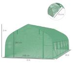 Estufa Tipo Túnel 800x300x200cm com 12 Janelas e Porta Enrolável Cobertura de PE 140g/m² e Aço Teto Pontiagudo para Cultivo de Plantas Verduras Verde