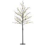 Árvore Cerejeira com 150 Luzes LED IP44 Branco Quente Árvore Decorativa com Ramos Flexíveis para Interior 17x17x150cm Preto