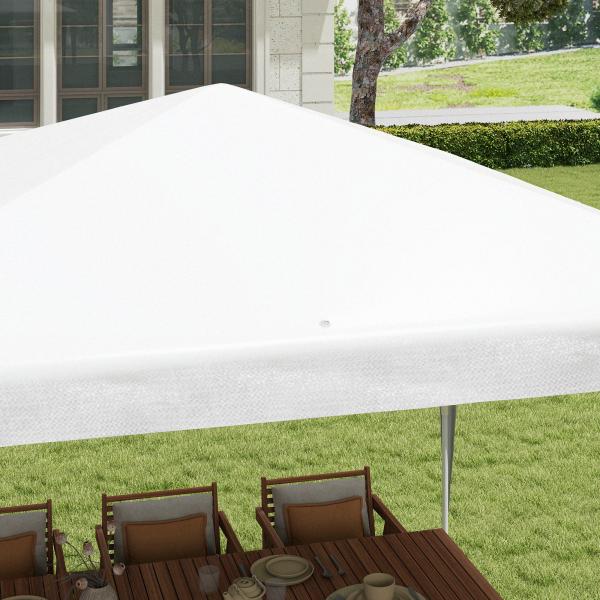 Tenda de Jardim Desmontável Tenda para Exteriores com 4 Orifícios de Drenagem e Tubo de Aço 293x293x252 cm Branco