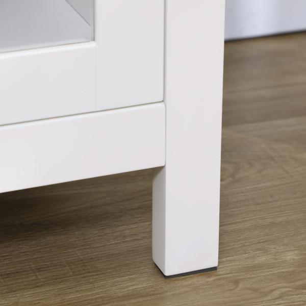 Aparador de Cozinha Moderno Móvel Buffet Auxiliar com Gaveta Prateleira Ajustável e 2 Portas de Vidro 80x40x90 cm Branco e Madeira