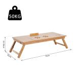 Mesa de Computador Portátil de Bambu Dobrável Reclinável e Altura Ajustável Mesa Auxiliar com1 Gaveta 72x35x22 - 30 cm Madeira