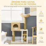 Arranhador para Gatos Arranhador para Gatos com Cama Superior Caverna 2 Almofadas 2 Postes Escada 57x37x100,5cm Bege