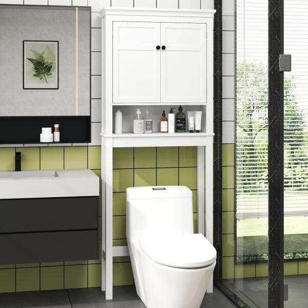 Móvel sobre Sanita Armário para Máquina de Lavar Roupa com 2 Portas Compartimento e Prateleira Ajustável 70x20x175 cm Branco