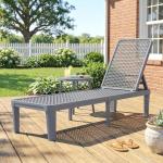 Espreguiçadeira Reclinável de Jardim Exterior com Encosto Ajustável em 4 Posições e Estrutura de PP 191x55x35,5 cm Cinzento Escuro