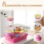 Gaiola para Hamsters com Comedouro Bebedouro Roda de Exercício Torre de Observação e Casinha 34x27x25 cm Multicolor