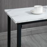 Conjunto de Mesa Alta com 2 Bancos Redondos com Estrutura de Aço Estilo Moderno para Cozinha Sala de Estar Branco e Preto