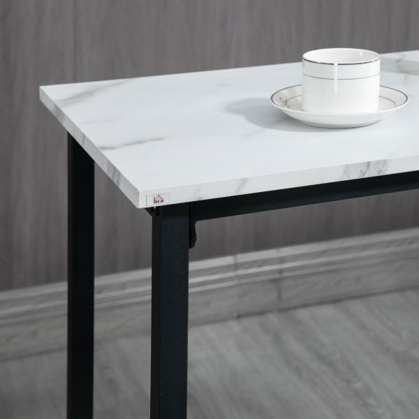 Conjunto de Mesa Alta com 2 Bancos Redondos com Estrutura de Aço Estilo Moderno para Cozinha Sala de Estar Branco e Preto
