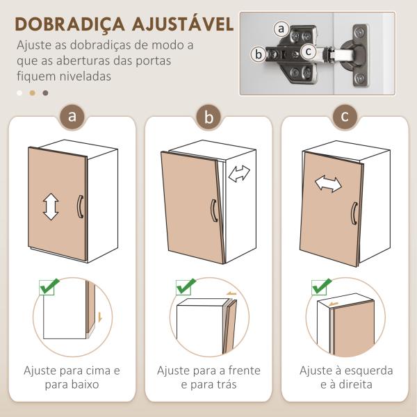 Armário de Cozinha com 4 Portas 1 Gaveta e Prateleiras Ajustáveis Anti - Tombo Armário de Cozinha Moderno 70,8x34x180 cm Branco