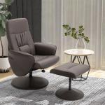 Poltrona Relax com Apoio para os Pés Estofada em PU Poltrona Relax Reclinável até 145° e Giratório 360° com Encosto Ajustável para Sala de Estar Dormitório Escritório 81x81x105cm Marrom