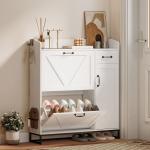 Sapateira Estreito com 2 Compartimentos Rebatíveis Prateleiras Ajustáveis para 12 Pares para Espaços Pequenos 106,7x26x116cm Branco