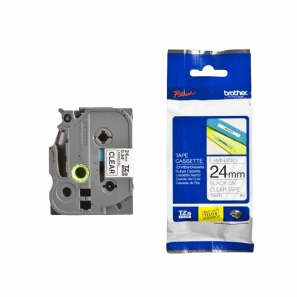 Cinta laminada para máquinas rotuladoras Brother TZE-151 Preto/Transparente 12 mm 24 mm x 8 m