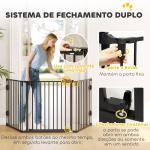 Barreira de Segurança para Cães Dobrável Barreira de Proteção para Lareira 202,5 cm com Porta para Escada Corredor Preto