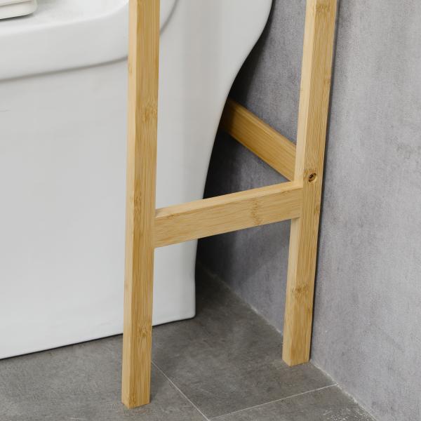 kleanklin Móvel de Bambú sobre Sanita Armário Alto para Casa de Banho com 2 Portas 1 Prateleira Interior e 1 Prateleira de Armazenamento 60x23x173cm Natural