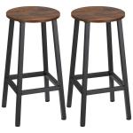 Conjunto de 2 Bancos Altos de Cozinha Bancos de Bar com Pés de Aço e Apoio para os Pés 32,5x32,5x65 cm Madeira e Preto