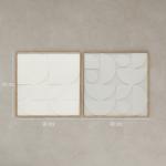 Decoração de Parede em Madeira 3D Conjunto de 2 Peças com 80 cm e Padrões Geométricos Branco