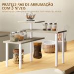 Estante de Cozinha de 3 Níveis Estante de Cozinha com 3 Prateleiras Giratórias Estrutura de Metal e Design em Degraus 40x18x36,5 cm Madeira