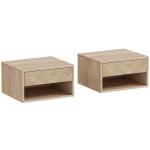 Conjunto de 2 Mesas de Cabeceira Suspensas com Gaveta e Compartimento para Quarto Sala 37x32x21 cm Madeira