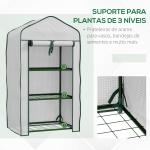 Estufa de Jardim de 3 Níveis Estufa de Terraço com 3 Prateleiras para Cultivo de Plantas Flores 59x39x127 cm Branco