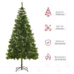 Árvore de Natal 210cm Árvore de Natal Artificial com 505 Ramos e Suporte Metálico Ø90x210cm Verde