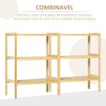 Estante de Bambu de 3 Níveis Móvel Organizador Multifuncional para Casa de Banho Cozinha Sala de Estar 62x33x80cm Natural