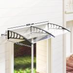 Marquise de Proteção 200x96 cm Marquise Exterior para Portas e Janelas contra o Sol e Chuva com Suporte de PP Policarbonato Transparente